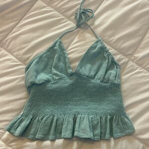 La Hearts Light Blue Smocked Top